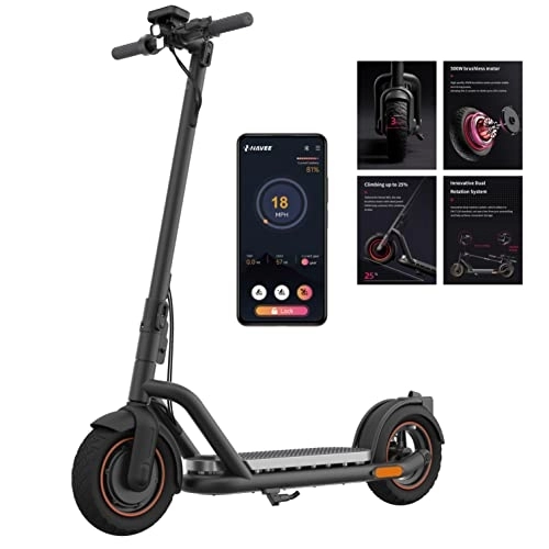 Electric Scooter : NAVEE N65 Adult Electric Scooter, 10 Inch pneumatic tires, 48V Battery, 500w, Bluetooth APP, Portable Electric Scooter