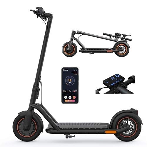 Electric Scooter : NAVEE N65 Adult Electric Scooter, HUGE 65KM RANGE, High-Tech BMS System, DoubleFlip Folding, MIGHTY POWER 500w 48V 12.5Ah, E-ABS Brake, Waterproof, 25% Hill Incline, Bluetooth APP, THICK Tyres,