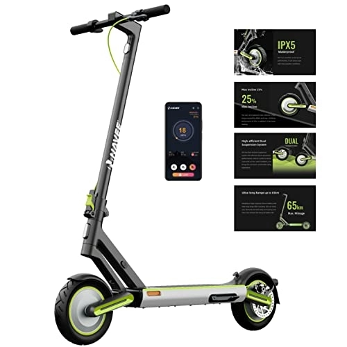 Electric Scooter : NAVEE S65 DOUBLE SUSPENSION Adult Electric Scooter, Great Future Looking, 10 Inch pneumatic tires, 48V Battery, 500w, Bluetooth APP, Foldable, IPX5 Water resistance, Cruise Control, 15mph, 25% incline