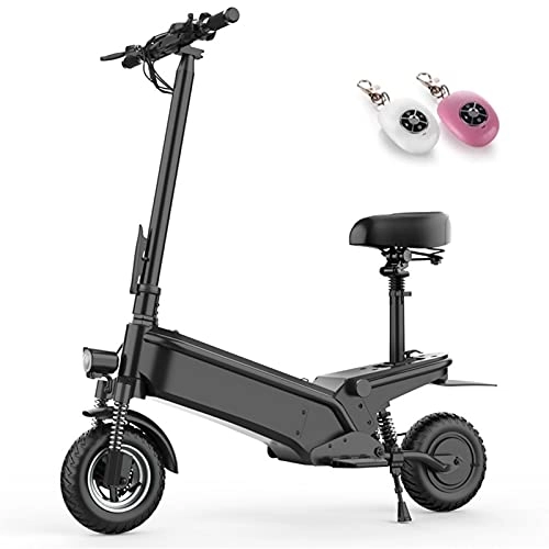 Electric Scooter : NCBH Electric Scooter for Adults, Powerful 500W Motor & Max Speed 60KM / H Pro Scooter, 10'' Explosion-proof vacuum tire, Foldable Electric Scooter with Removable Seat, with remote lock, Black, 10AH