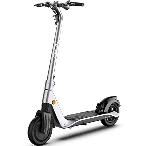 Electric Scooter : OKAI ES500 Pro Electric Scooter for Adults - Up to 25KM / H Portable Folding Fast Commuting E Scooters -10" Solid Tires - Kick-Start Boost with Double Braking System(Silver Grey)
