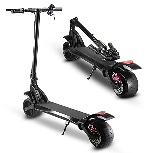 Electric Scooter : Portable Electric Scooter for Adult, Single Drive / dual Drive Powerful 500w Motor Pedal Folding Electric Scooter Commuter Scooter, Disc Brake, Double Drive Wide Tire Scooter Big Wheel, B, 48V12AH