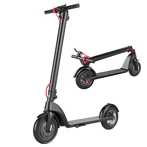 Electric Scooter : Portable Electric Scooters Adult, with 10 Inch Solid Tire, 20 km Long-Range Battery, With Front and Rear Taillights, Folding Commuting Motorized Scooter, Supports 100KG Weight