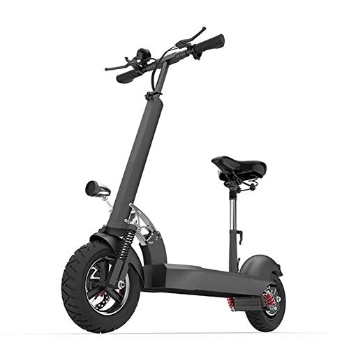 Electric Scooter : QCHNES Two-Wheel Electric Scooter, Foldable Electric Skateboard, with Lithium Battery, Disc And Electronic Brakes, Display, Seat, 35Km / H, Travel To And From Work, School, 60kmMileage