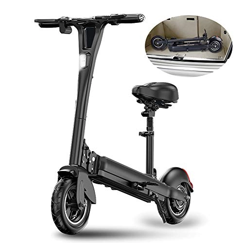 Electric Scooter : QQLK Folding Electric Scooter for Adults, Mini E Scooter with Smart LCD Display, Headlights and Taillights, Double Brake System, Brushless Motor (Black), 35KM / H, 60to70km