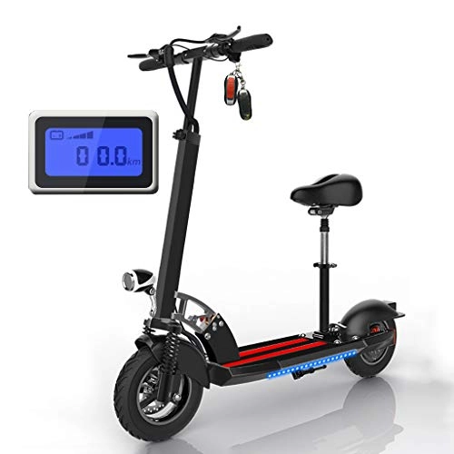 Electric Scooter : QW Electric Scooter Adults, 25KM Long-Range, 350w High Power Motor, E-Scooter with LCD-display, Max Speed 30-40km / h, Ultra Lightweight Convenient and Fast Commuting, 10inch Pneumatic Tires, with Seat OH
