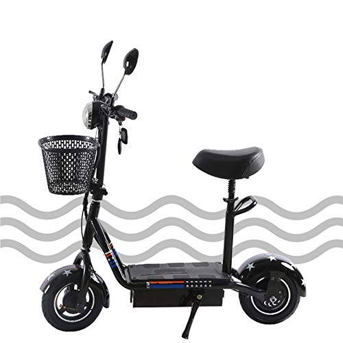 Electric Scooter : QWET Electric Folding Scooter, 300W Brushless Motor Widening And Thickening Tires, All-Steel Body Electric Vehicle, Can Be Connected To Mobile Phones, Black