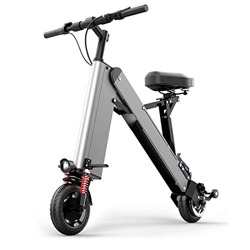 Electric Scooter : QWET Foldable Electric Scooter, 350W Brushless Motor 50-55Km Cruising Range Fixed Speed Cruise Scooter, Ebas Double Brake, Silver