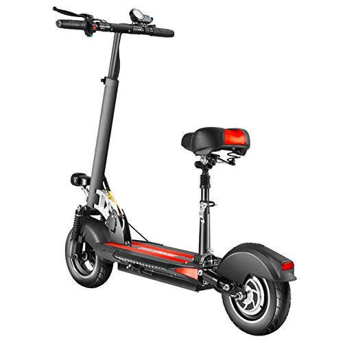 Electric Scooter : QWET Folding And Easy Storage Electric Scooter, 500W Motor, 18650 Lithium Battery Disc Brake System, 120Km Endurance Scooter, 10 Inch Widened Tires, Black
