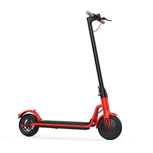 Electric Scooter : QWET Portable Electric Scooter, 350W Motor 30Km Endurance Dual Brake Electric Bicycle, With Multifunctional Instrument Panel, Red