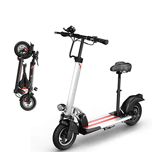 Electric Scooter : QWET Small Electric Scooter, Adult Folding Electric Scooter, 500W Motor 150Km Battery Life Front And Rear Double Disc Brakes And Double Shock Absorption, White