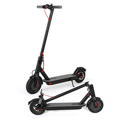 Electric Scooter : QWET Small Folding Electric Scooter, Pu Front Wheel Shock Absorption, Rear Wheel Disc Brake Light Intelligent Display Two-Wheel Battery Car, Lithium Battery For Long Life, Black