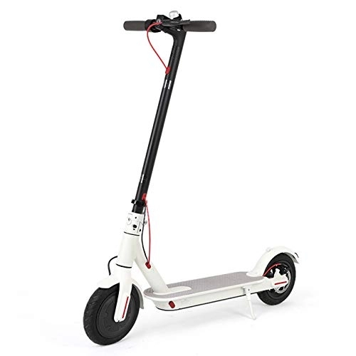Electric Scooter : QWET Small Folding Electric Scooter, Pu Front Wheel Shock Absorption, Rear Wheel Disc Brake Light Intelligent Display Two-Wheel Battery Car, Lithium Battery For Long Life, White