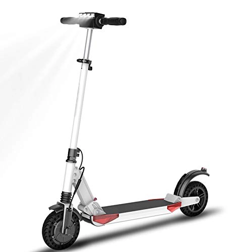 Electric Scooter : QXFJ Foldable Electric Scooter, Maximum Speed 30km / H Maximum Mileage 30km Suitable For Short Trips 8.5-Inch Tubeless Tires Maximum Load 100kg 6AH Battery Adjustable Height