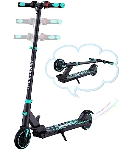 Electric Scooter : RCB Electric Scooter for Kids age 8-12-16, Only 7.55KG Foldable Electric Scooter, Two Types of Braking, Maximum Range 16 KM, Maximum Speed 12.4 MPH, Gift for Kids and Teenagers, Black-Blue (R15)