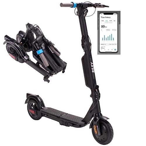 Electric Scooter : Riley Scooters RS3 Folding Electric Scooter | 350W, 15km / h Top Speed, 25km Range | Detachable Rechargeable Battery Pack | IPX4 Lightweight eScooter with App