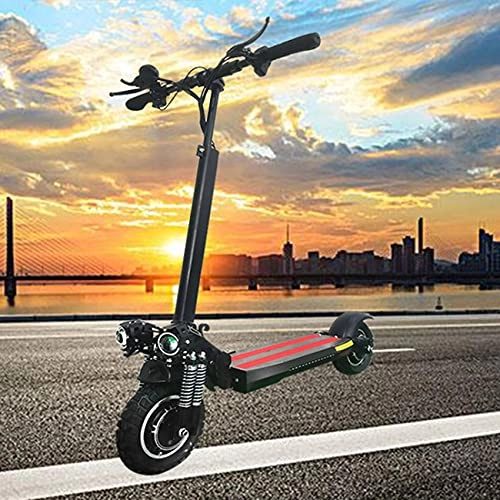 Electric Scooter : SAFGH Aluminum Alloy Off-Road Scooter Portable Electric Scooter, Flash Decoration Front And Rear Dual-Drive 2 LED Headlights Folding Electric Scooter
