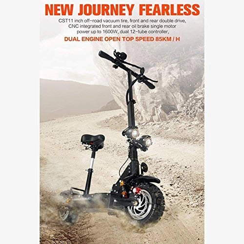 Electric Scooter : Scooters for Adults Electric Scooter Double Drive 11 Inch Off-Road CST Tire Powerful 3200W Adult Foldable Motorcycle Electric Mobility Scooterwith Seat Off-Road Enthusiasts (Color : 23ah)