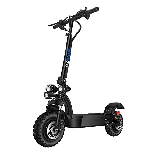 Electric Scooter : SONGZO Electric Scooter Dual Motor 11 Inch Off-road Vacuum Tire Dual Disc Brake Foldable Scooter with 60V 26 AH Lithium Battery