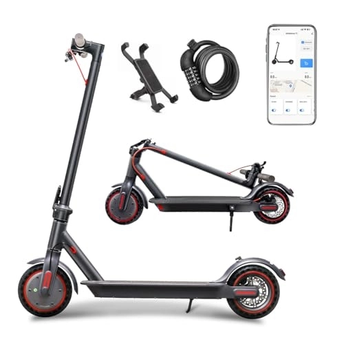 Electric Scooter : Sunclimb 8.5 Inch Electric Scooter for Adults with LED Display with App Function, 20-30 Km Range and 120kg Load with Mobile Phone Holder and Car Lock