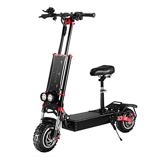Electric Scooter : TKTTBD Motor Foldable Scooter Electric, Dual-motor Lithium Battery 11-inch Tubeless Off-road Tires With A Maximum Speed Of 85 Km / h Off-road Electric Scooter (adult With Seat)