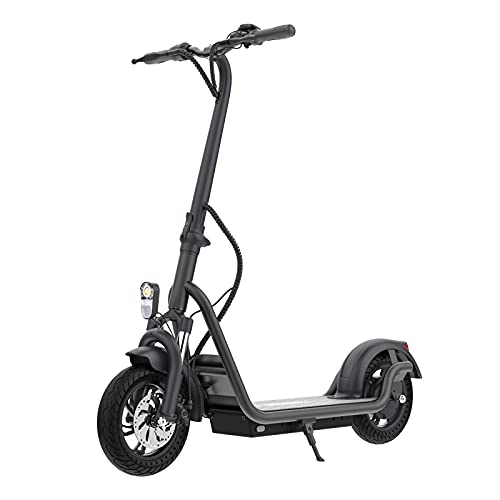 Electric Scooter : TOMOLOO Electric Scooter Adult, 12'' Solid Tires Off Road Folding E Scooter, Electric Kick Scooters 350w 60Miles Range with Shock Absorption / Dual Braking, 3 Speed Modes up to 25km / h, Black