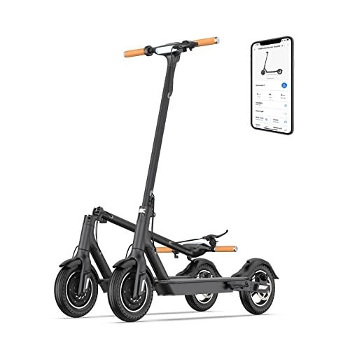 Electric Scooter : TOMOLOO Electric Scooter for Adults, 350W Motor 10 Inch Solid Tire Commuting Electric Scooter Lightweight Folding Electric Scooters, with Led Lights and CE Certified (Plus)