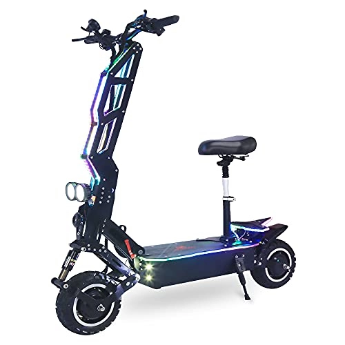 Electric Scooter : TopMate ES20 Foldable Electric Scooter for Adults, 11 Inch Wheels and Oil Disc Brakes + EABS , 60V 2500W Motor Dual Drive, 80 KM Long Range Battery and Max Speed 90 KM / H E-Scooter with Seat