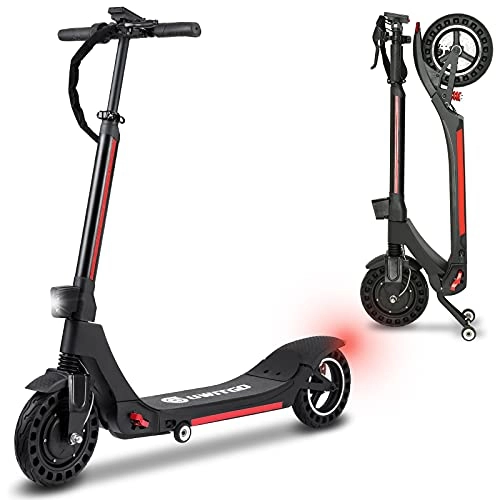 Electric Scooter : UWITGO Electric Scooter Adult 350W Fast Speed 25Km / h, Folding E Scooter with 10 Inch Solid Tires, Foldable Motorised Commuter Kick Scooters, Detachable Seat Optional, Range 30Km / 60Km Available