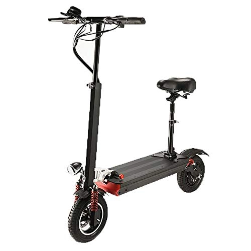 Electric Scooter : Vests Foldable Electric Scooter 10 Inch 8A Lithium Battery Triple Suspension Electric Scooter with Seat Adult Smart Sliding Scooter Waterproof and Non-slip Electric Scooter