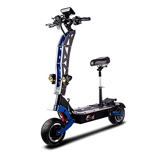 Electric Scooter : WAFFZ Pro Electric Scooter 60v / 72v 6000W 7000W Strong Power 11inch Dual Engines E Bike Foldable Adults E Scooter (Color : 60V50Ah OffRoad Seat)