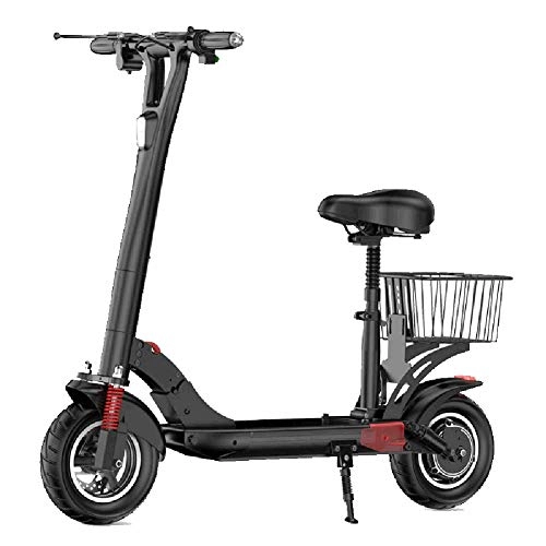 Electric Scooter : WFIZNB Portable battery car Electric Scooter Adults - 36V12Ah 10 inches Solid Tire 35Miles Long RangeWaterproof, LCD Display Folding E-Scooter 500W Dual Motor