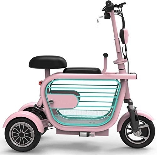Electric Scooter : WJSW Folding electric tricycle, adult electric scooter, lightweight elderly disabled outdoor leisure electric tricycle 48V / 13AH / mileage 45KM / + pet cage