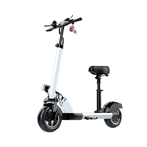 Electric Scooter : XIAOXIAO Electric Scooter， Folding Scooter， lithium Battery， Strong Endurance， Explosion-proof Tubeless Tire， Intelligent Control System (Color : White)