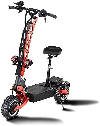 Electric Scooter : XINHUI Electric Scooter Adult Fast 5600W with Seat Helmet, High Standard Electric Scooter with Dual Motor Max Speed 85Km / H 11 Inch Off-Road with 60V 30AH Lithium Battery