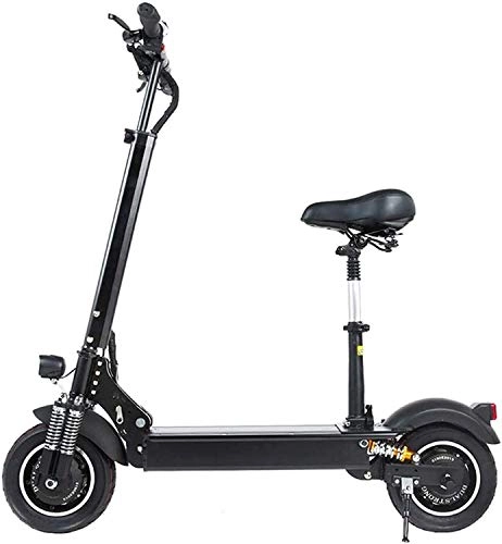 Electric Scooter : XINHUI Electric Scooters 10 Inch Folding Scooter with Seat 3200W Double Motor with LED Light And HD Display Lithium Battery 52V 23.6Ah