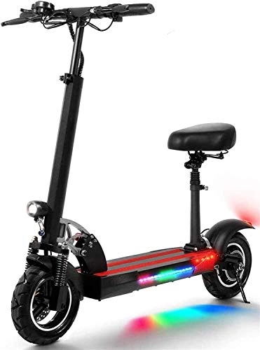 Electric Scooter : XINHUI Folding Electric Offroad Scooter with Seat, 10" Pneumatic Tires 500W Brushless Motor Max Speed 43KM / H, 45KM Long-Range, LCD Display