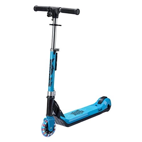 Electric Scooter : Xootz Kids Elements Electric Folding Scooter with LED Light Up Wheel and Collapsible Handlebars, Blue