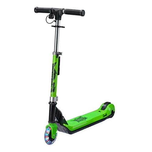 Electric Scooter : Xootz Kids Elements Electric Folding Scooter with LED Light Up Wheel and Collapsible Handlebars, Green