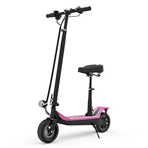 Electric Scooter : XZBYX Electric Scooter Mini Fast Folding Travel Adult 2 Round Lithium Battery Mini Battery Car, Top Speed 28Km / H, Rear Wheel Drive (90 * 55 * 125CM), Pink