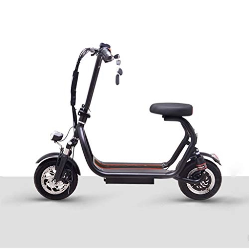 Electric Scooter : XZBYX Male and female electric scooter mini folding travel battery car adult lithium battery skateboard, top speed 25Km / H, 2 speed, 111 * 61 * 92CM, Black