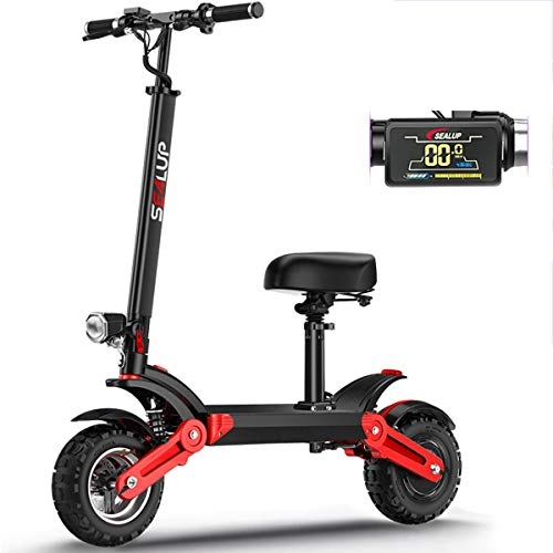 Electric Scooter : Y&XF Folding 500W Electric Scooter for Adult– 48V Waterproof Electric Fat Tire Scooters with 150 Mile Range with LED Light Aluminum Alloy Collapsible Frame, Smart Dashboard, 100km