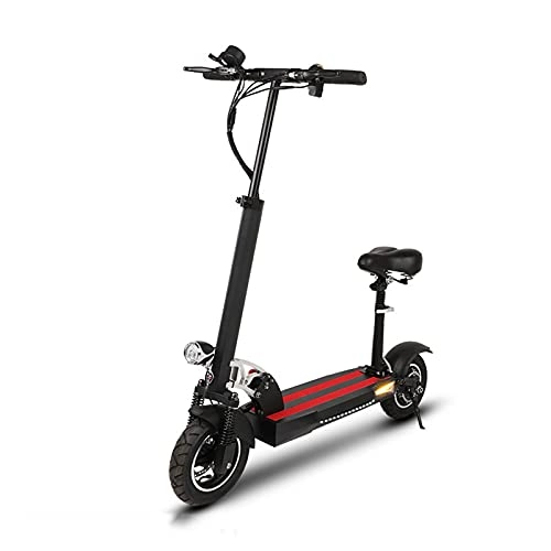 Electric Scooter : YIZHIYA Electric Scooter, 48V Folding Adult E-Scooter with Seat, Multi-hole disc brake, 3 Speed Modes, 500W City Cruising Off-Road Commuter Scooter, Maximum Load 150Kg, Black, 48V 21A