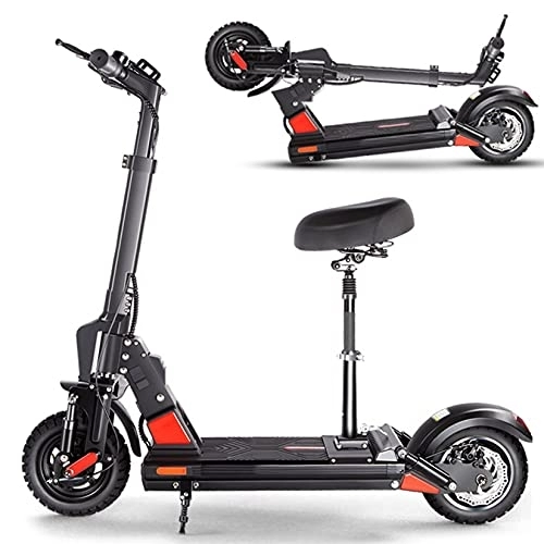 Electric Scooter : YJF-MRY Foldable Electric Scooters Adult with Seat, Urban Commuter Folding E-Scooter with 500W Motor, Max Speed 28MPH, 48V Lithium Battery, 10'' Tire, 40Km Long-Range