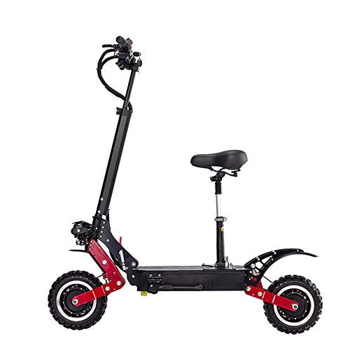 Electric Scooter : YUXIAOYU Folding Electric Scooter for Adults, Electric Kick Scooter with Detachable Seat, 60V / 2800W Double Brushless Motor, Max Speed 85Km / H, Dual Braking System, Smart LCD Display, 60V / 32.4AH