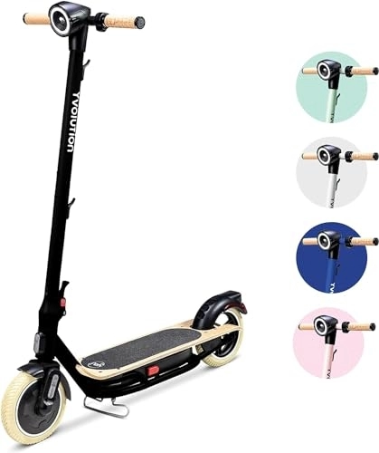 Electric Scooter : Yvolution Foldable Electric Scooter for Adults, E-Scooter with 350W Motor & LED Display, Max Speed 15.5 Mph with 3 Modes, 8.5" Solid Tires and Dual Braking (Black)