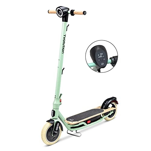 Electric Scooter : Yvolution YES Electric Scooter Adult ecooter with 350W Motor and LED Display, Max Speed 15.5 Mph, 8.5" Solid Tires, 3 Speed Modes and Dual Braking, Folding Commuter Adult E-scooter(Teal)