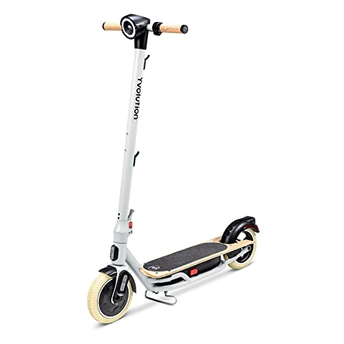 Electric Scooter : Yvolution YES Electric Scooter, Adult ecooter with 350W Motor and LED Display, Max Speed 15.5 Mph, 8.5" Solid Tires, 3 Speed Modes and Dual Braking, Folding Commuter Adult Electric Scooter (Frost)