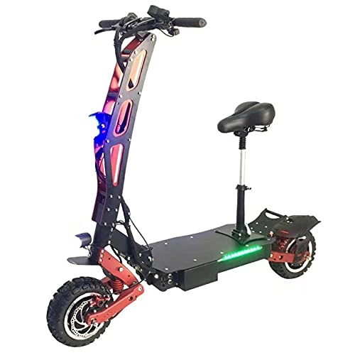 Electric Scooter : YX-ZD 13'' Off-Road Electric Scooter for Adult with Seat, Urban Commuter Folding E-Scooter with 6000W Motor, Max Speed 63MPH, 60V 45Ah Large Capacity Battery, 110Km Long-Range