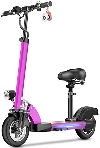 Electric Scooter : YZ-YUAN Portable Electric Scooter Adult 500W, Comfortable Seat, Portable Foldable Electric Scooters, LED Light Strip, LCD Display, Maximum Endurance 100KM, Suitable For Height 150-190cm